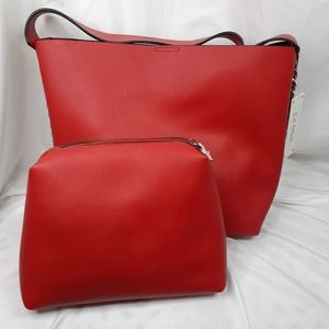 Le Meil Red bag with large pouch.